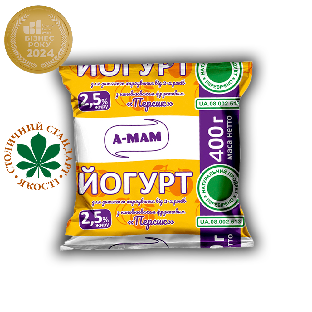 Йогурт питний АМА персик 2,5% ( 0.400 г)